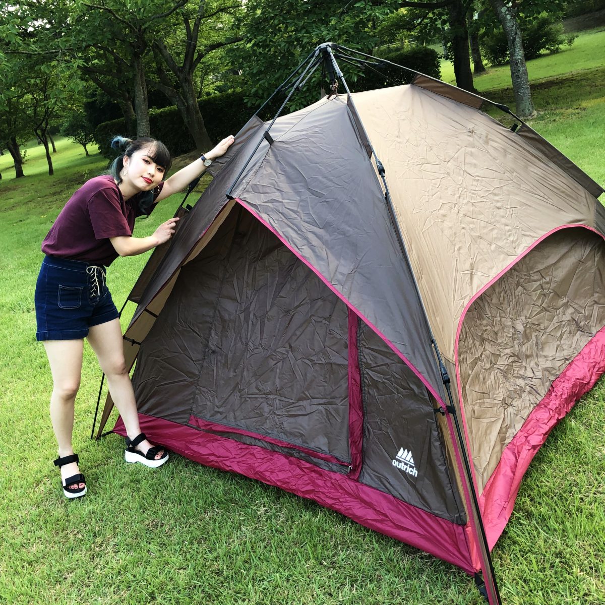 キャンプ Outrichのワンタッチテントが設営時間１分以内で初心者におすすめ テント泊